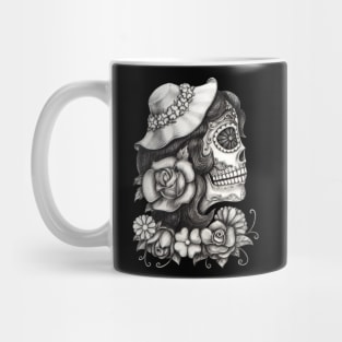 Female skeleton day of the dead. Mug